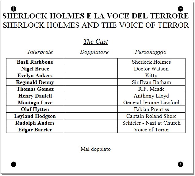 Sherlock Holmes e la voce del terrore The House of Fear (1945